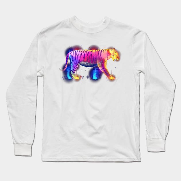 Colorful Tiger Long Sleeve T-Shirt by GzClaudia